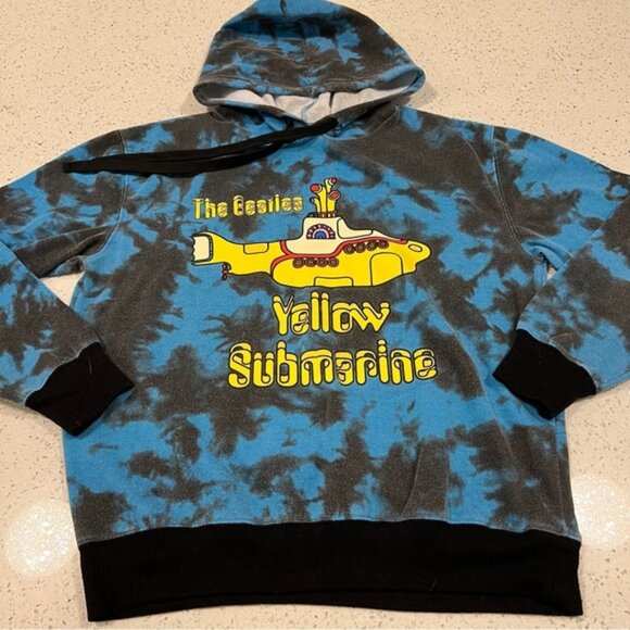 Other - Vintage BEATLES Yellow Submarine Hoodie Tie Dye Blue Black Med